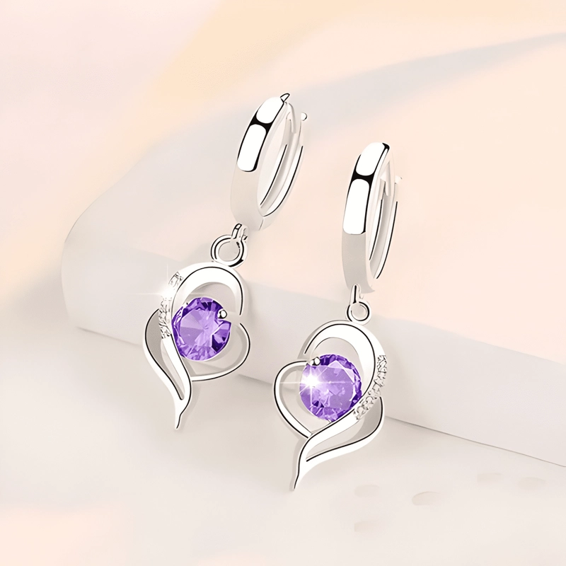 AROS COLGANTES MUJER CORAZON ENCHAPADO PLATA 925 MODA #1 - 2