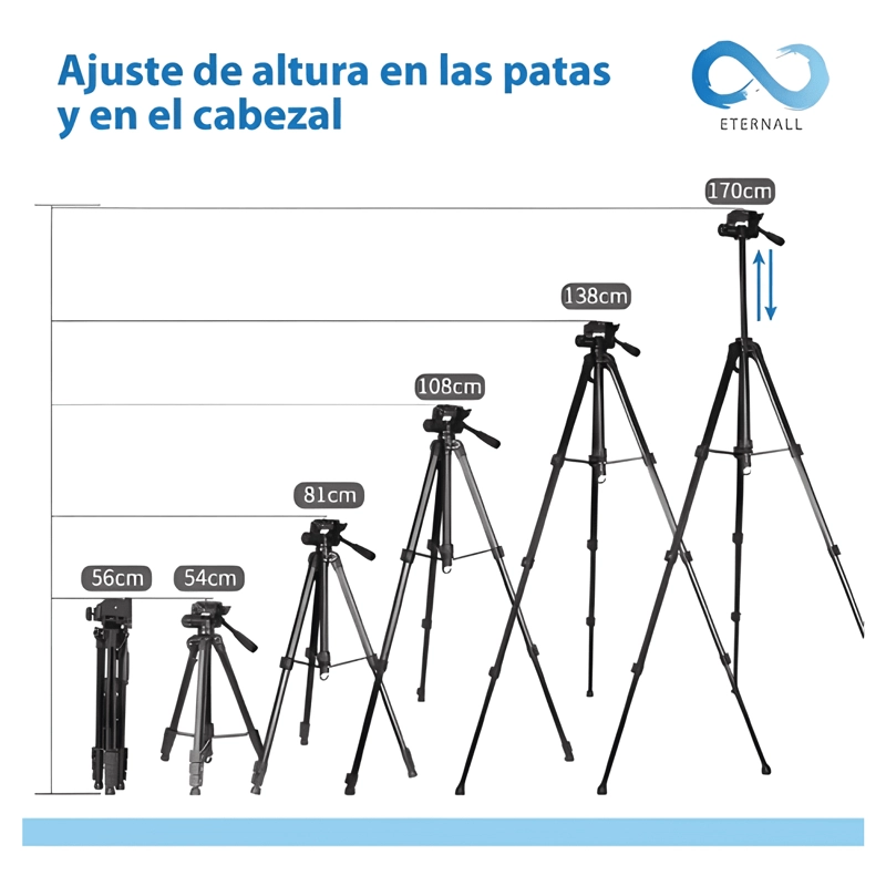 TRIPODE CELULAR CAMARA ETERNALL E170 PORTATIL NEGRO - 1