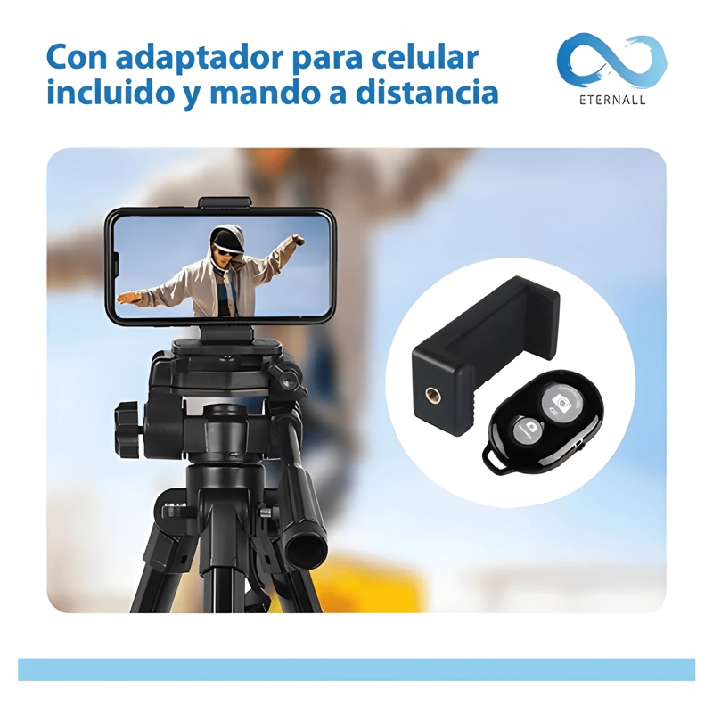 TRIPODE CELULAR CAMARA ETERNALL E170 PORTATIL NEGRO - 2