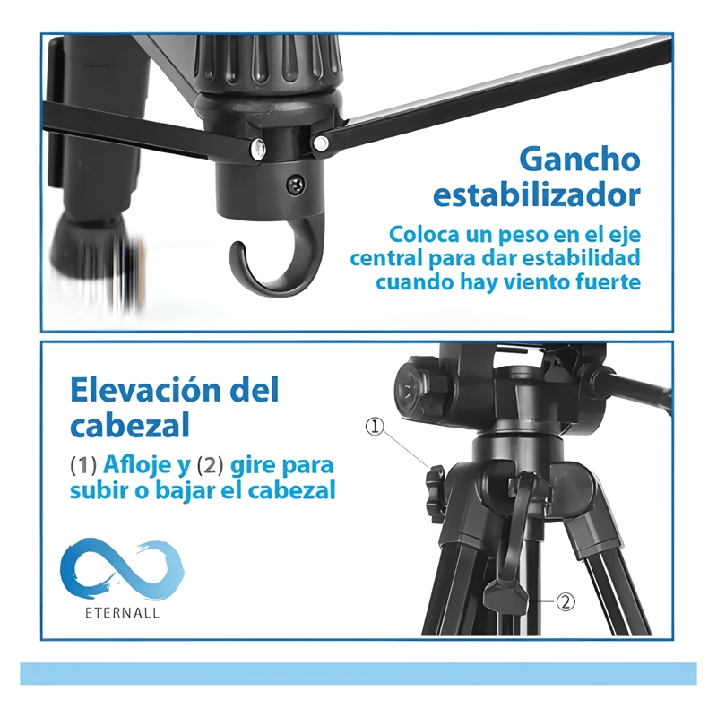TRIPODE CELULAR CAMARA ETERNALL E170 PORTATIL NEGRO - 4