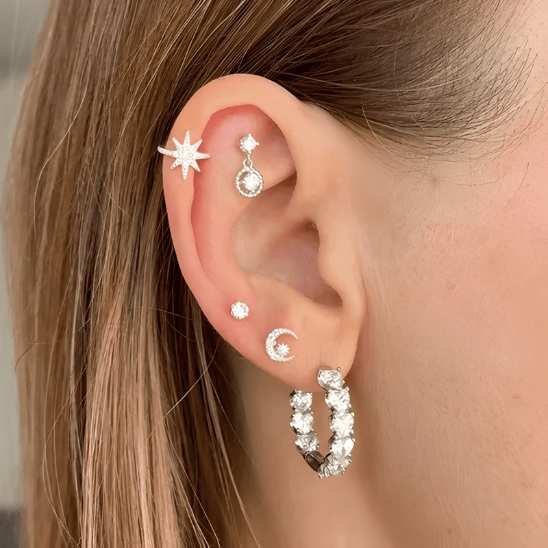 PENDIENTES PUNTOS DE LUZ 3 MM CIRCON PLATA 925 BRILLANTE #3 - 1