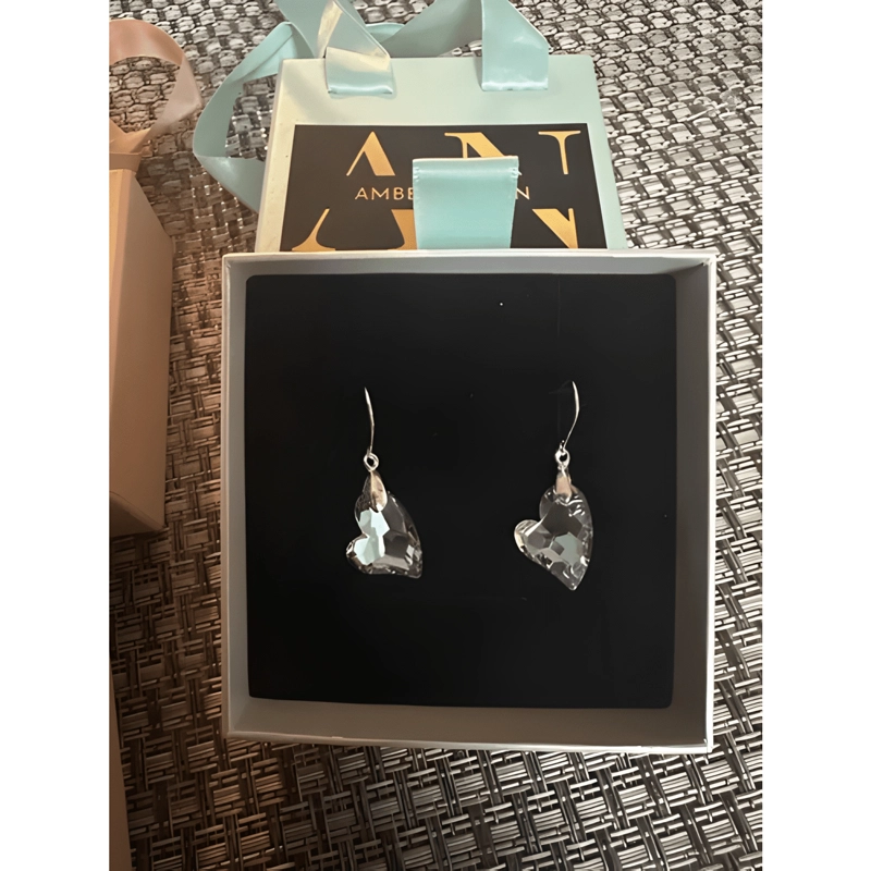 AROS PLATA FINA CORAZON CRISTAL SWAROVSKI REGALO MUJER CAJA - 4