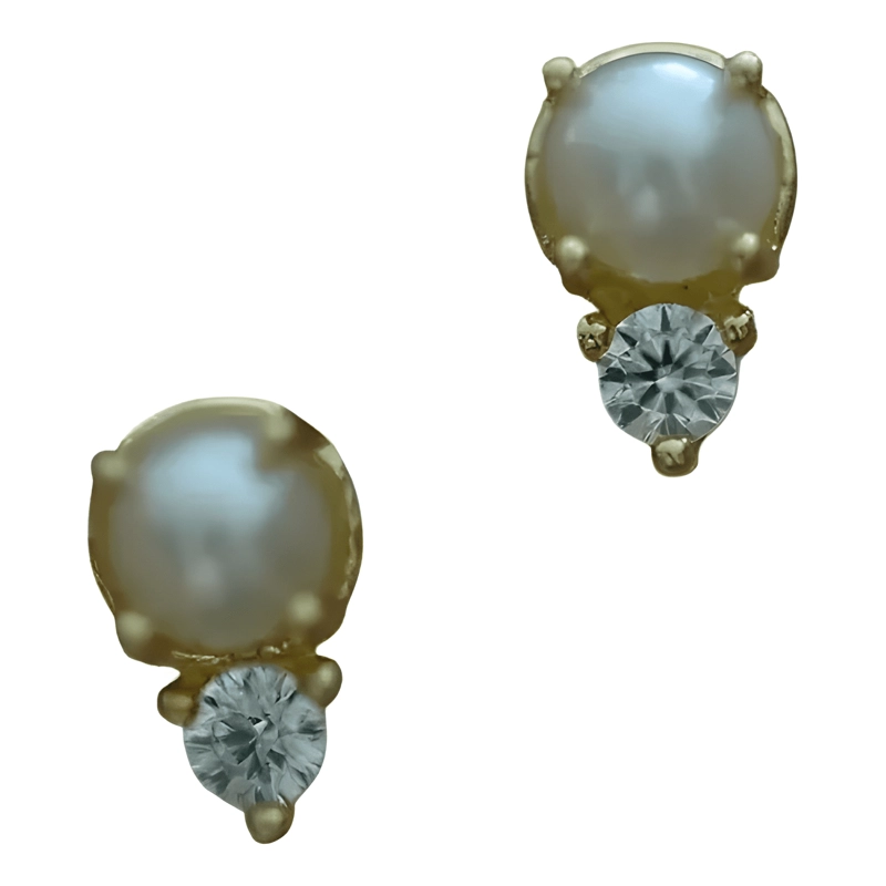 AROS PERLA ORO 18KT SOBRE PLATA 925 DELICADO EXCLUSIVO DISEÑ - 1