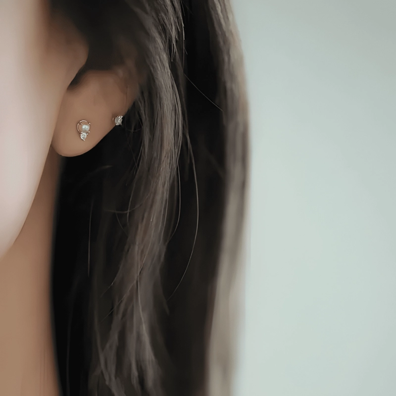 AROS PERLA ORO 18KT SOBRE PLATA 925 DELICADO EXCLUSIVO DISEÑ - 2