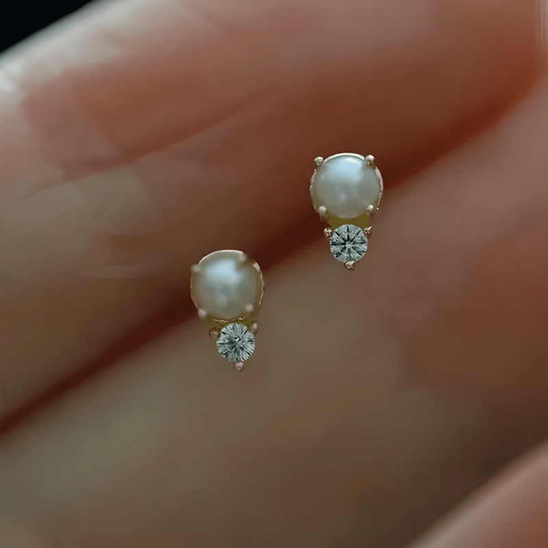 AROS PERLA ORO 18KT SOBRE PLATA 925 DELICADO EXCLUSIVO DISEÑ - 4