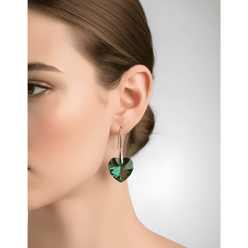 ARO MUJER PLATA 925 CRISTAL SWAROVSKI APEGADO EMERALD #22 - 1
