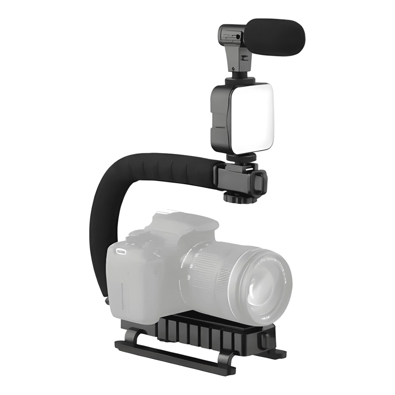 SOPORTE ESTABILIZADOR PARA CELULAR CAMARA LUZ LED NEGRO - 1