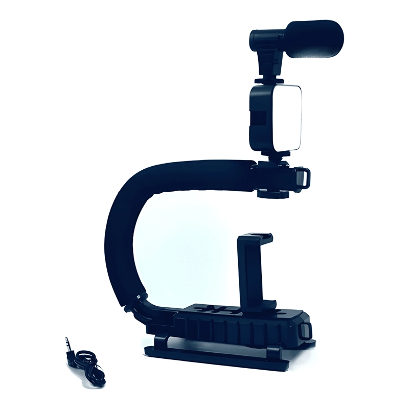 SOPORTE ESTABILIZADOR PARA CELULAR CAMARA LUZ LED NEGRO - 2