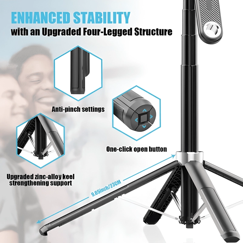 TRIPODE DE PALO SELFIE LUZ RELLENO CONTROL REMOTO NEGRO - 1