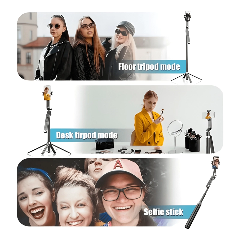 TRIPODE DE PALO SELFIE LUZ RELLENO CONTROL REMOTO NEGRO - 2