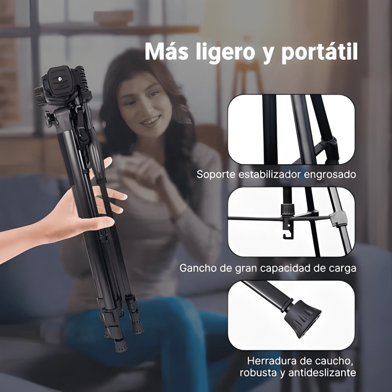 TRIPODE PARA CAMARA PROFESIONAL CON CONTROL BLUETOOTH 160CM - 3