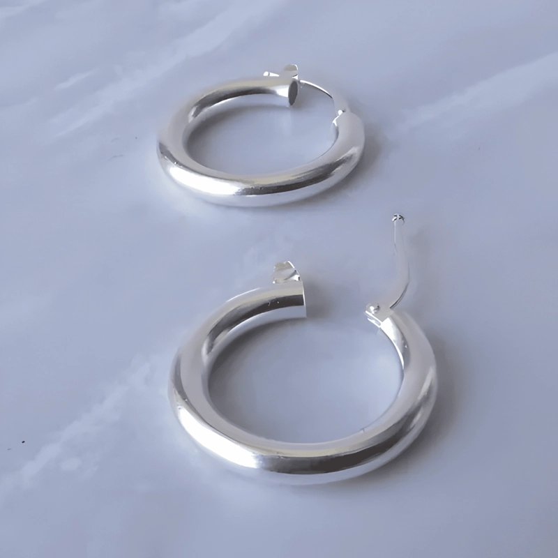 AROS DE PLATA 925 ARGOLLAS GRUESA 2CM - 4