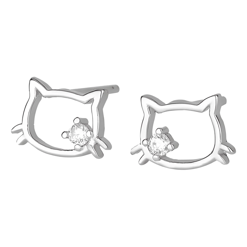 AROS DE MODA PLATA 925 PENDIENTES MUJER NIÑA GATO KAWAII - 4