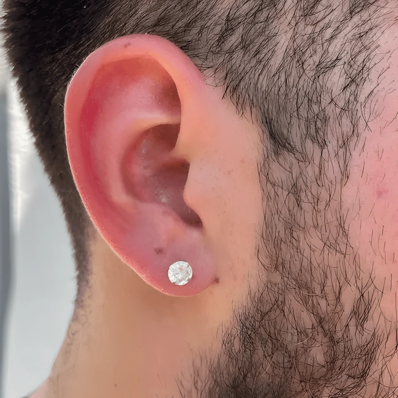 AROS CIRCON BRILLANTE 6 MM PLATA 925 HOMBRE MUJER ZARCILLOS - 2