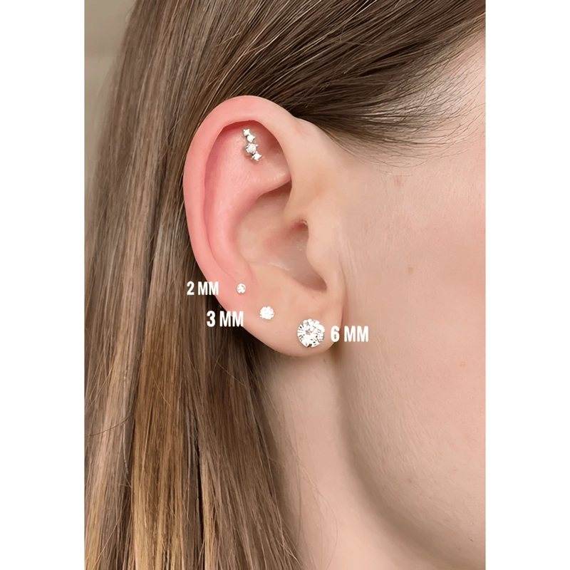 AROS CIRCON BRILLANTE 6 MM PLATA 925 HOMBRE MUJER ZARCILLOS - 3