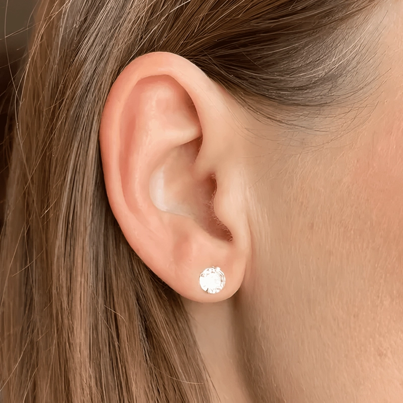 AROS CIRCON BRILLANTE 6 MM PLATA 925 HOMBRE MUJER ZARCILLOS - 4