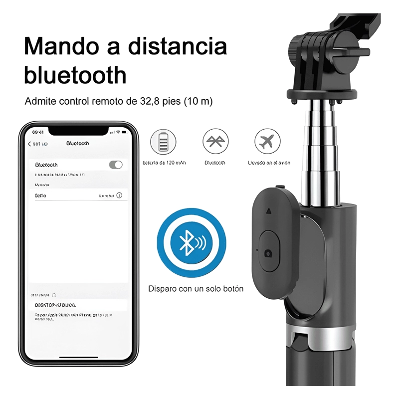 PALO SELFIE TRIPODE BLUETOOTH PARA CELULAR CON CONTROL NEGRO - 2