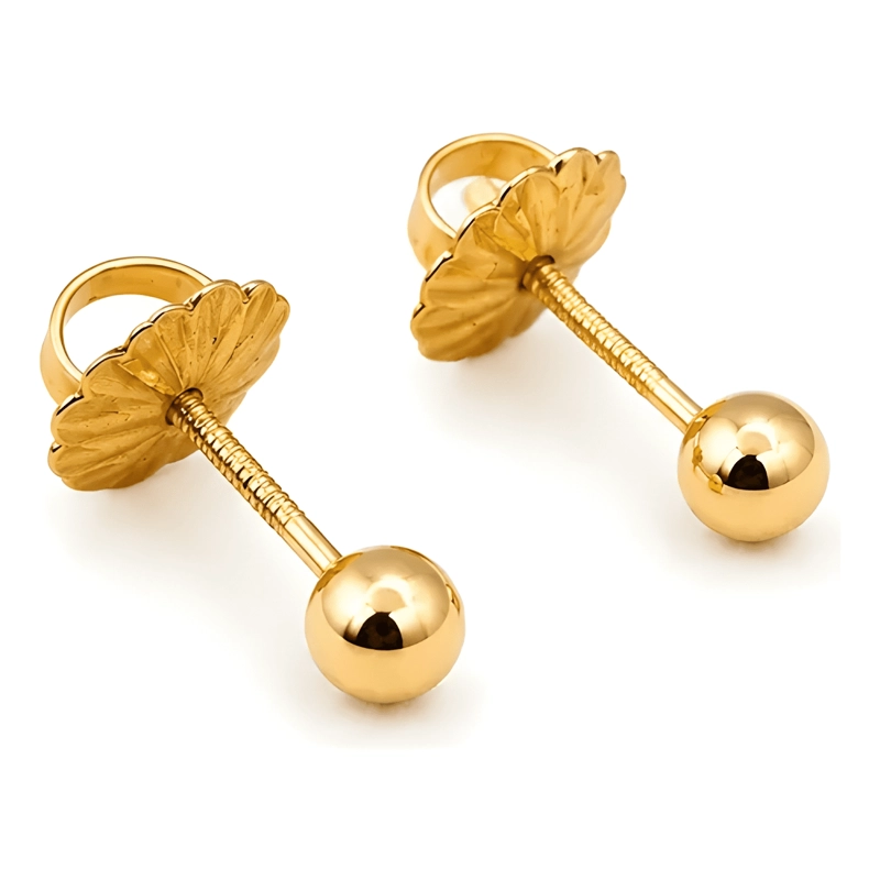 AROS BOLITA 3MM N1 ORO 18K 0.50 GR BEBE  HIPOALERGE NICO #1 - 1