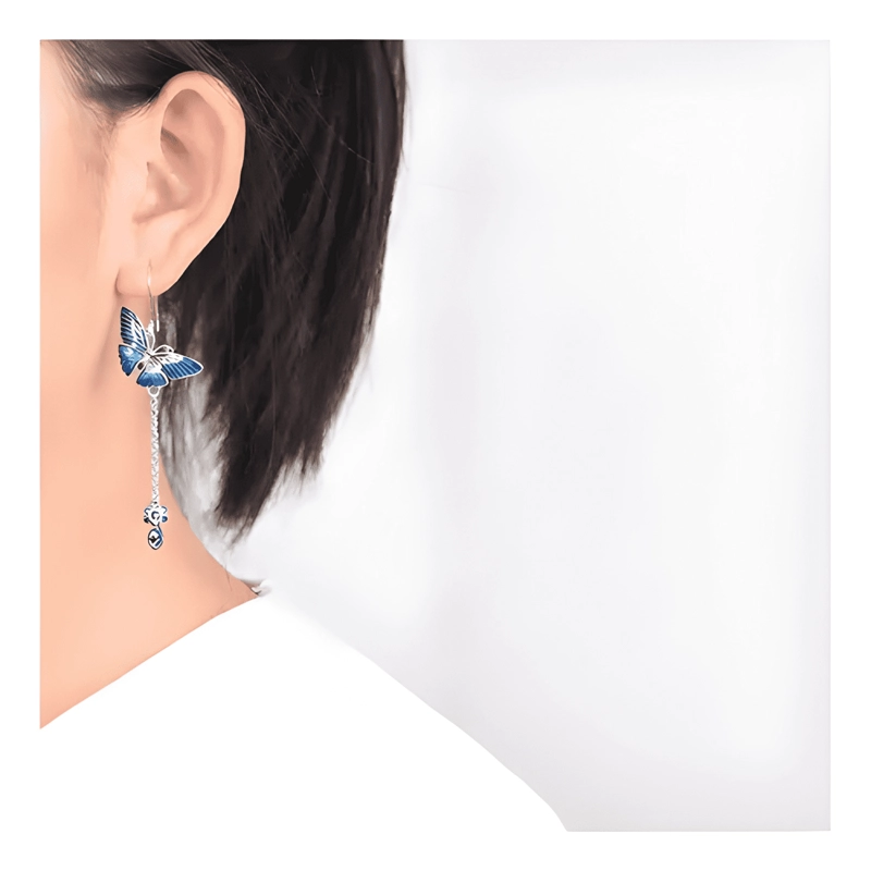 AROS COLGANTES MARIPOSA GANCHO PLATA S925 MUJER #1 - 2