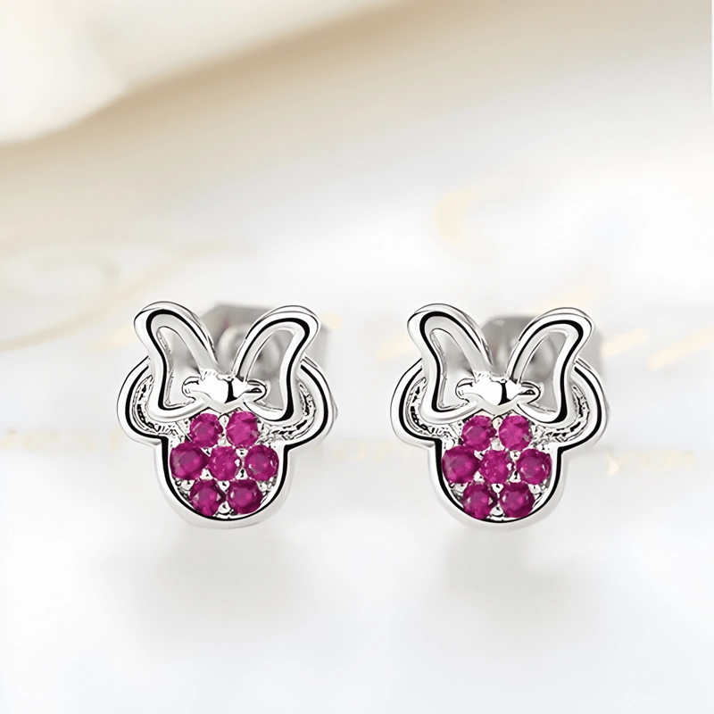 AROS PLATA 925 DE RATONCITA ROSADO - 2