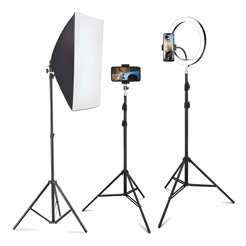 SOPORTE TRIPODE MULTIFUNCIONAL 2,1MTS CAMARA LUCES NEGRO - 2