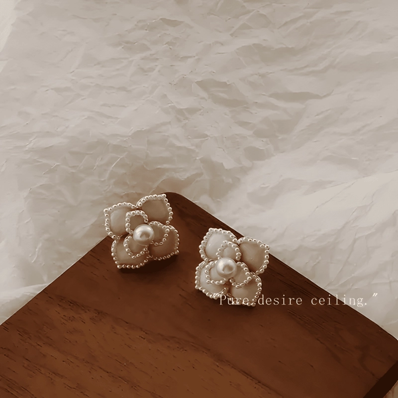 AROS DE FLOR CEREZO PLATA 925 FLORES MUJER COLGANTE BLANCO - 4
