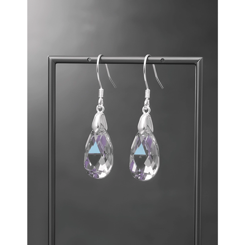 AROS PLATA 925 GOTA HECHA CON CRISTAL SWAROVSKI MUJER REGALO - 1