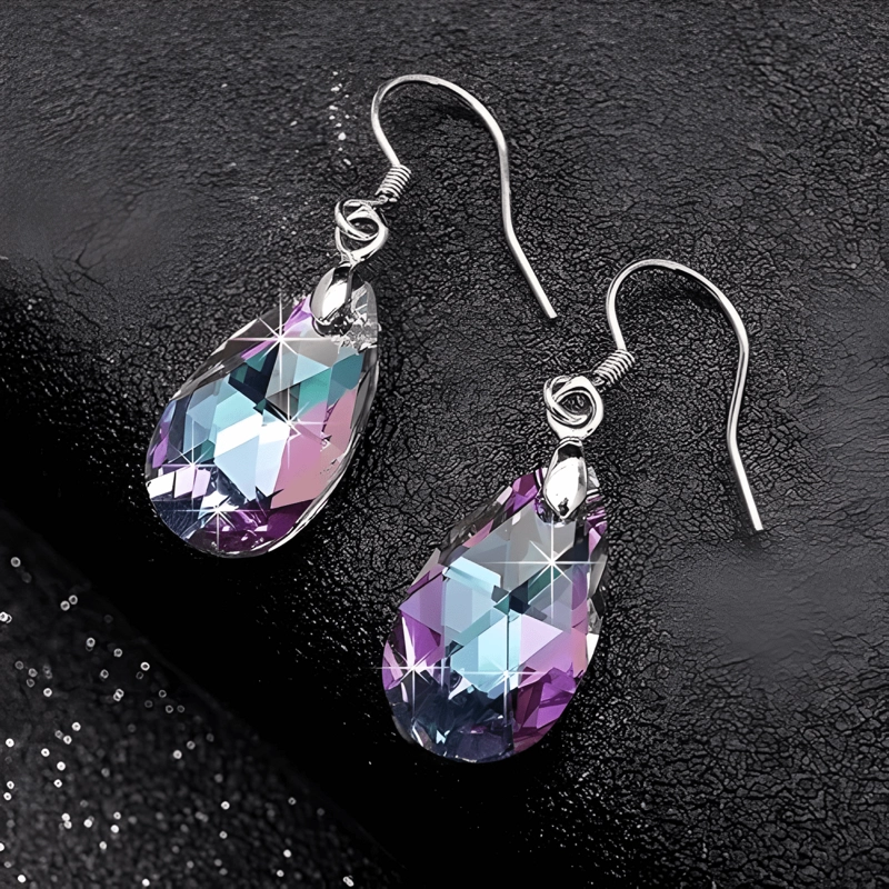 AROS PLATA 925 GOTA HECHA CON CRISTAL SWAROVSKI MUJER REGALO - 2