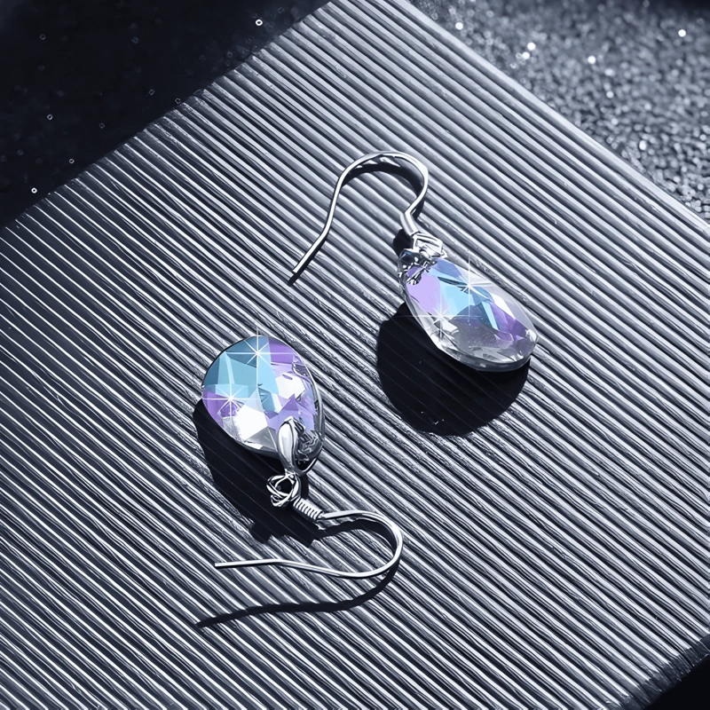 AROS PLATA 925 GOTA HECHA CON CRISTAL SWAROVSKI MUJER REGALO - 3