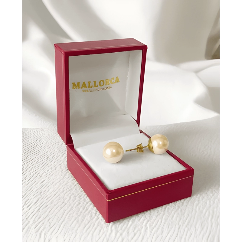 AROS DE PERLA MALLORCA CLASICO BASE ENCHAPADA EN ORO 18K #4 - 2
