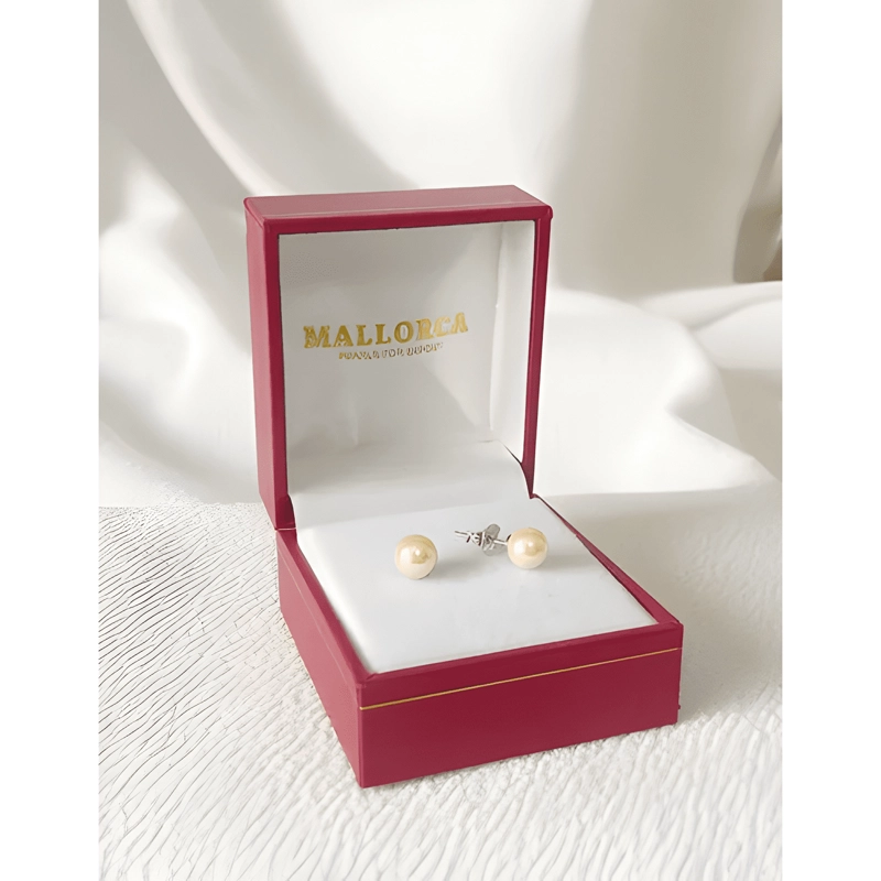 AROS DE PERLA MALLORCA CLASICO CON BASE DE PLATA 925 - 2