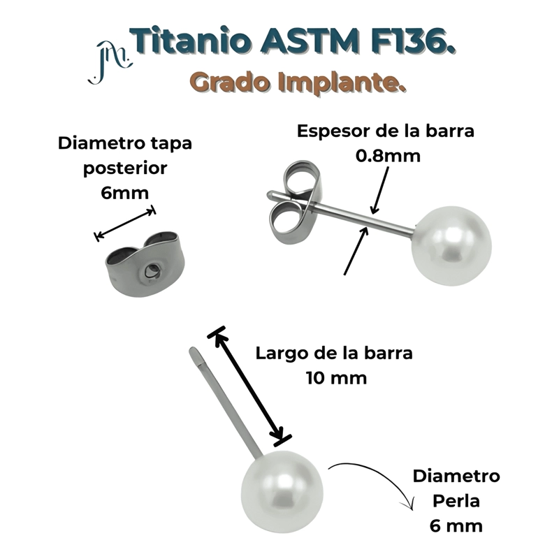 AROS SASCHA PERLA 6MM TITANIO G23 ASTM F136 20G BLANCO - 1