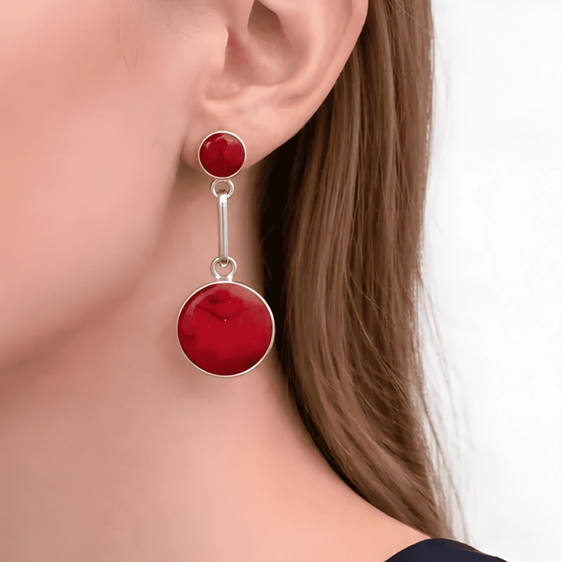 AROS GRANATE CIRCULAR PLATA 950 COLGANTES REGALO MUJER - 2