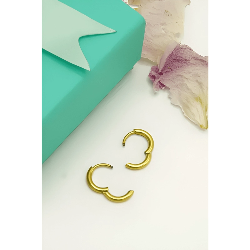 ARGOLLAS TITANIO 8MM ASTM F136 G23 CHAPADAS EN ORO 18K #2 - 1