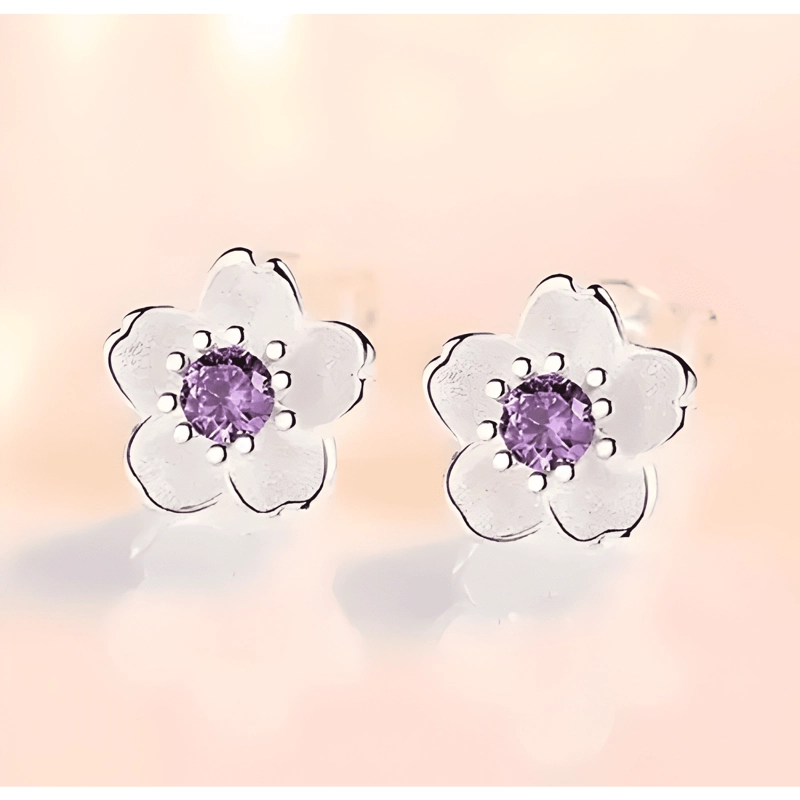AROS FLOR DE CEREZO DE PLATA ESTERLINA - 1