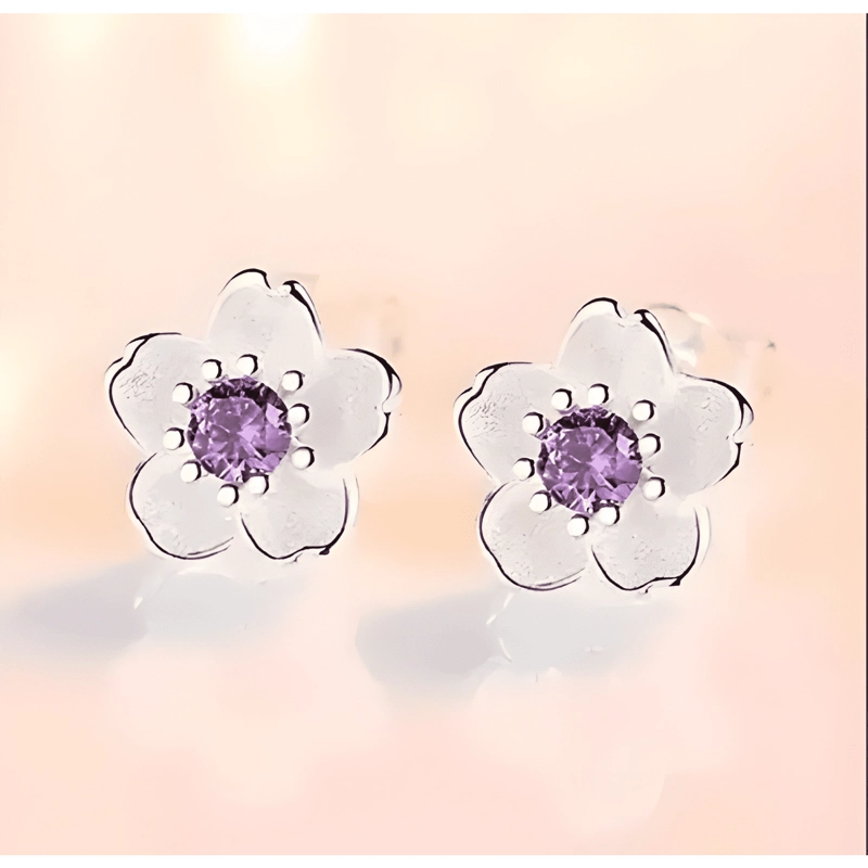 AROS FLOR DE CEREZO DE PLATA ESTERLINA - 2