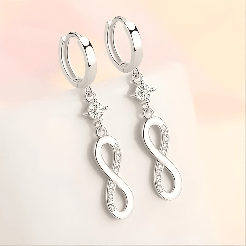 AROS PLATA 925 INFINITO PENDIENTE MUJER REGALO JOYA COLGANTE - 2