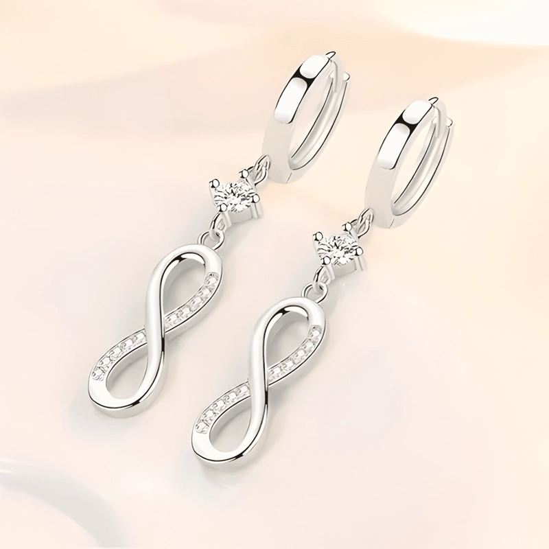 AROS PLATA 925 INFINITO PENDIENTE MUJER REGALO JOYA COLGANTE - 3