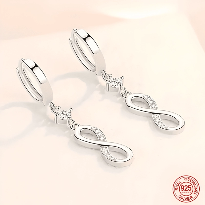 AROS PLATA 925 INFINITO PENDIENTE MUJER REGALO JOYA COLGANTE - 4