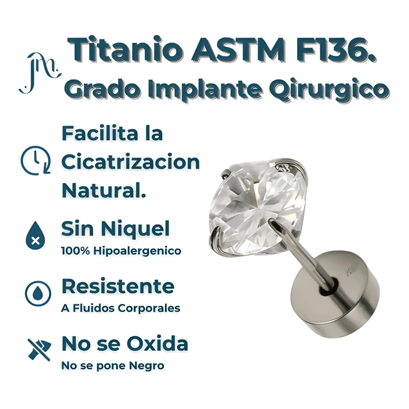 AROS PUNTO DE LUZ 6MM TITANIO ASTM F136 20G TAPA SEGURIDAD - 1