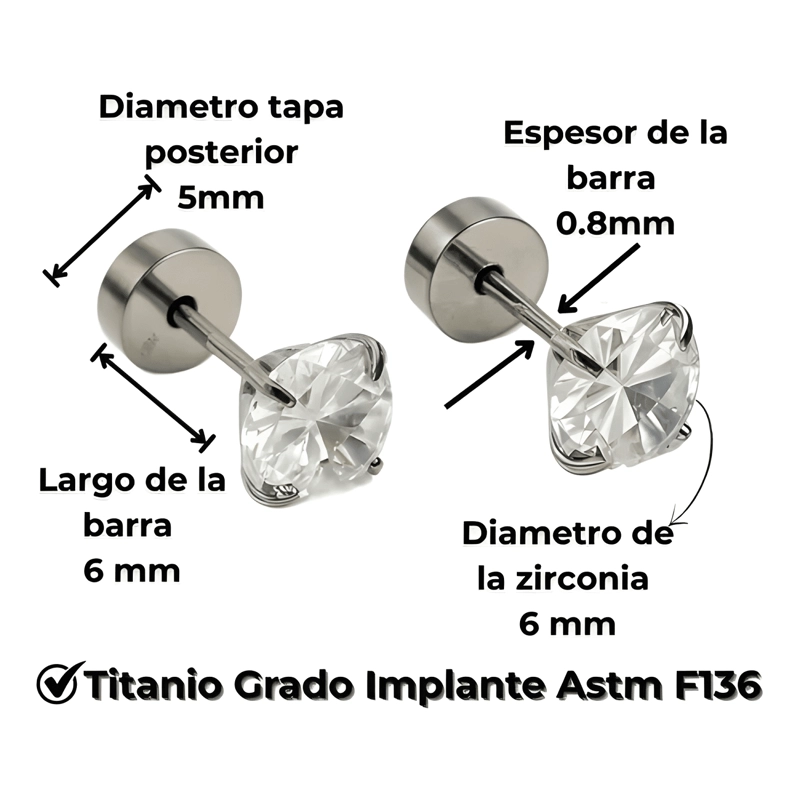 AROS PUNTO DE LUZ 6MM TITANIO ASTM F136 20G TAPA SEGURIDAD - 2