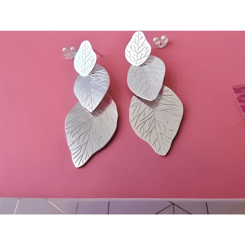 AROS DE PLATA FINA 925 HOJAS CON RELIEVE PREMIUM - 1