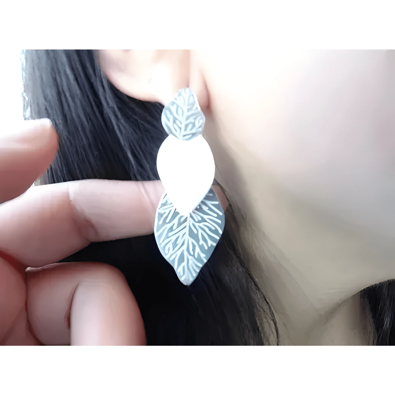 AROS DE PLATA FINA 925 HOJAS CON RELIEVE PREMIUM - 2