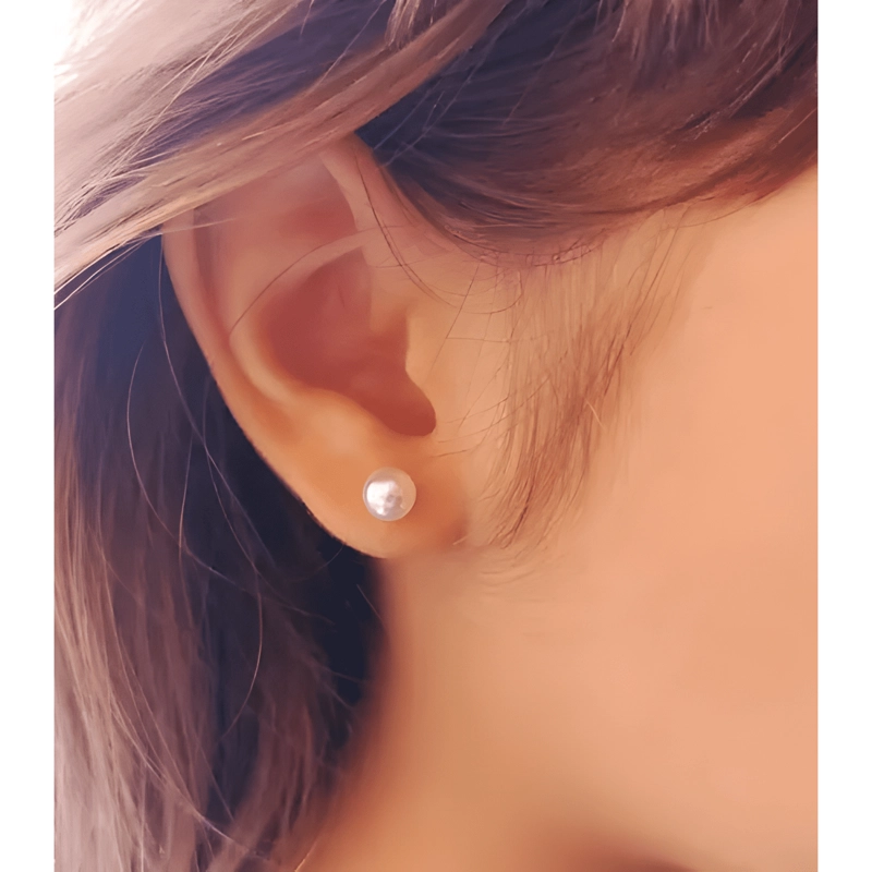 AROS PERLA 6MM SEGURIDAD PIERCING HELIX CHAPADA EN ORO 18K - 2