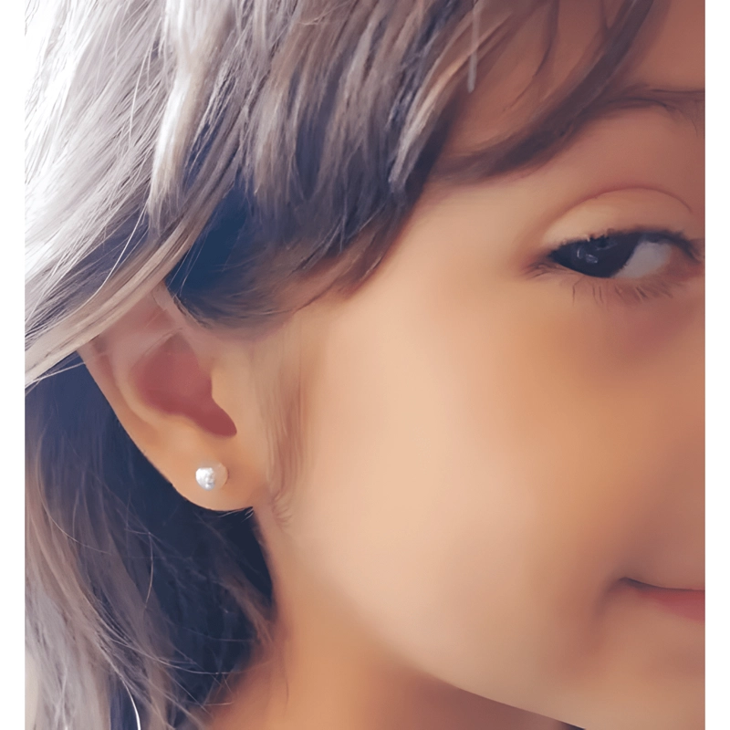 AROS PERLA 6MM SEGURIDAD PIERCING HELIX CHAPADA EN ORO 18K - 4