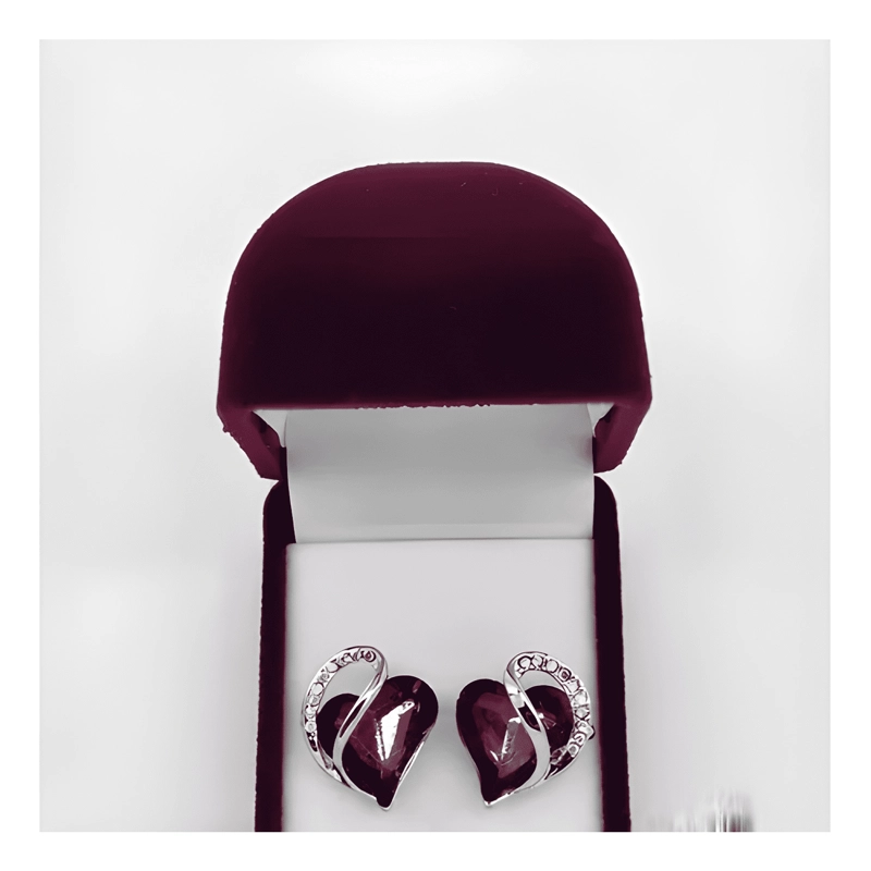 ARO ARETES CORAZON INFINITY LOVE CRISTAL TOPE PLATA VIOLETA - 1