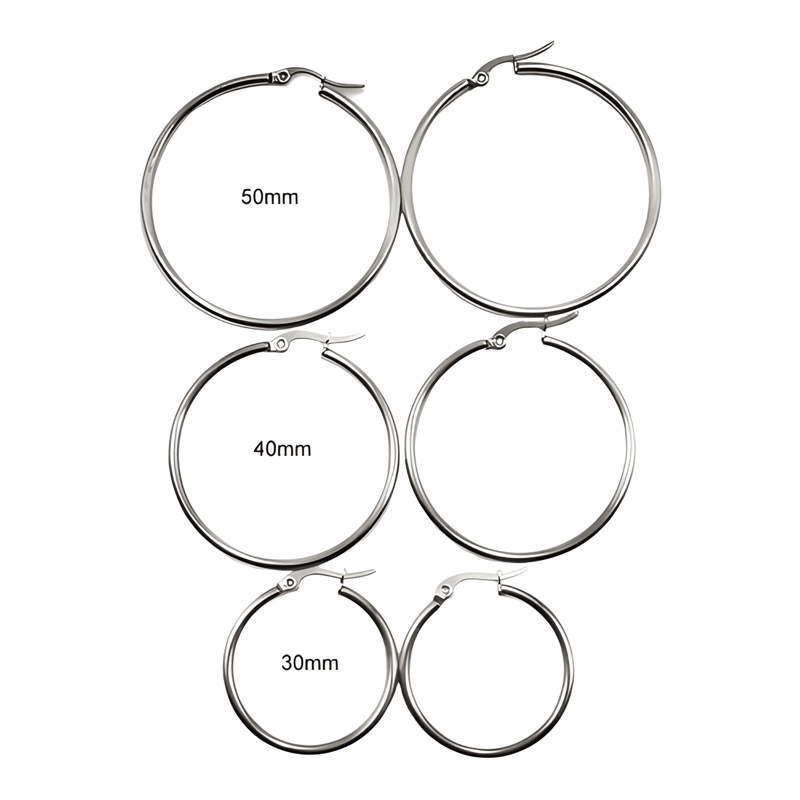 SET DE 5 PARES AROS ARGOLLA ACERO QUIRURGICO 50MM - 4