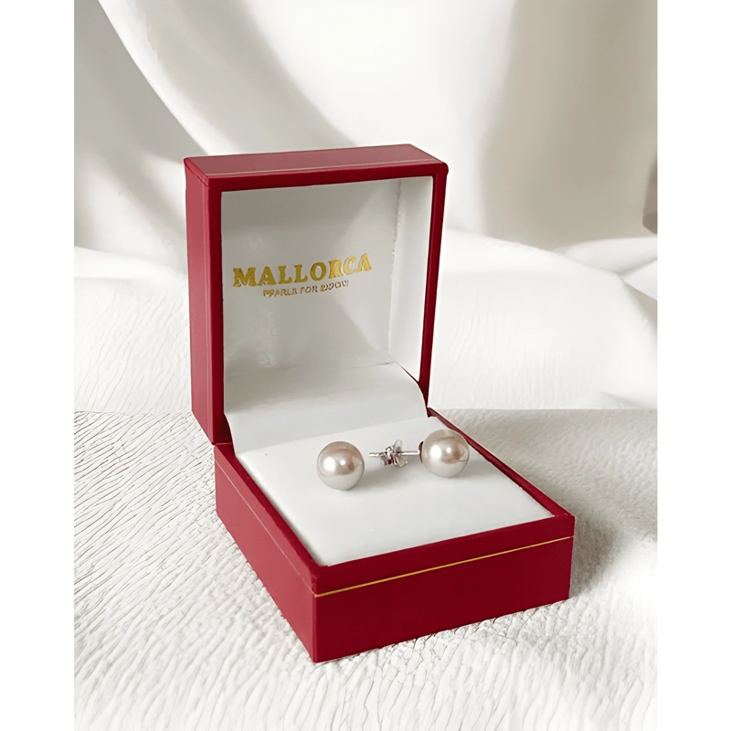 AROS DE PERLA 8MM MALLORCA CON BASE DE PLATA 925 - 2