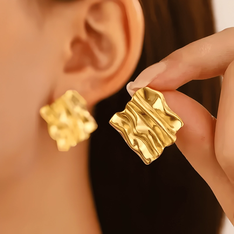AROS MAXI CHUNKY BAÑADOS EN ORO 18K PARA MUJER - 1