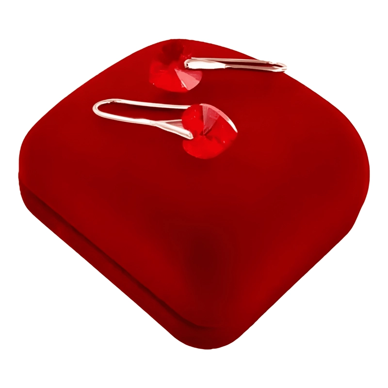 AROS DE PLATA 925 CRISTAL SWAROVSKI CORAZON ROJO - 3